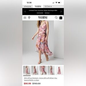 NWT White House Black Market Pink Asymmetrical High-Low wrap Sundress